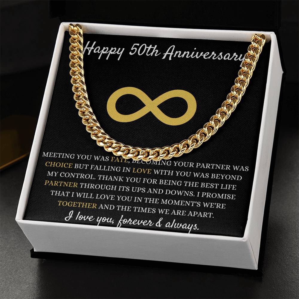 Personalized Gift For Husband, Cuban Link Chain with Message Card, Timeless 50th Anniversary Gift