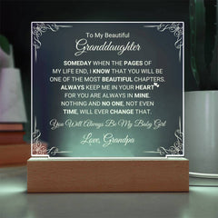 Square Acrylic Plaque for Granddaughter, Sentimental Gift of Love, To My Granddaughter