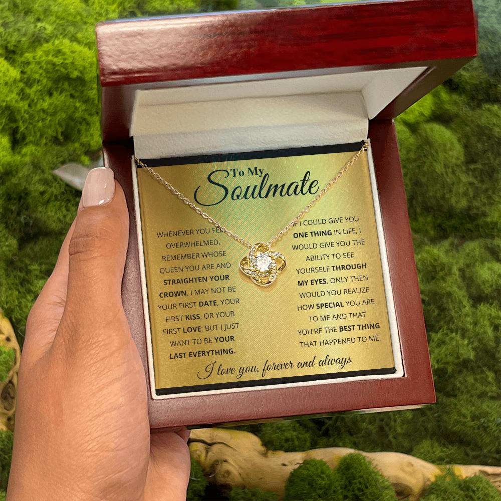 To My Soulmate Necklace - Long Distance Relationship Soulmate Gift for Romantic Occasions - Love Knot Necklace