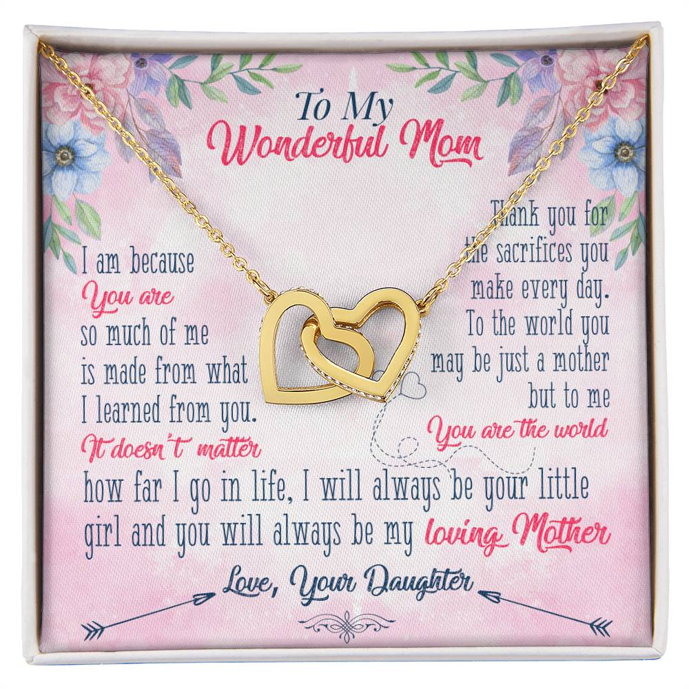 To My Daughter Necklace - Sentimental Birthday Gift from Mom - Interlocking Hearts Necklace