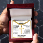 To My Grandson - I believe in you - Grandson Gift from Grandpa - Artisan Cross with Cuban Link Chain