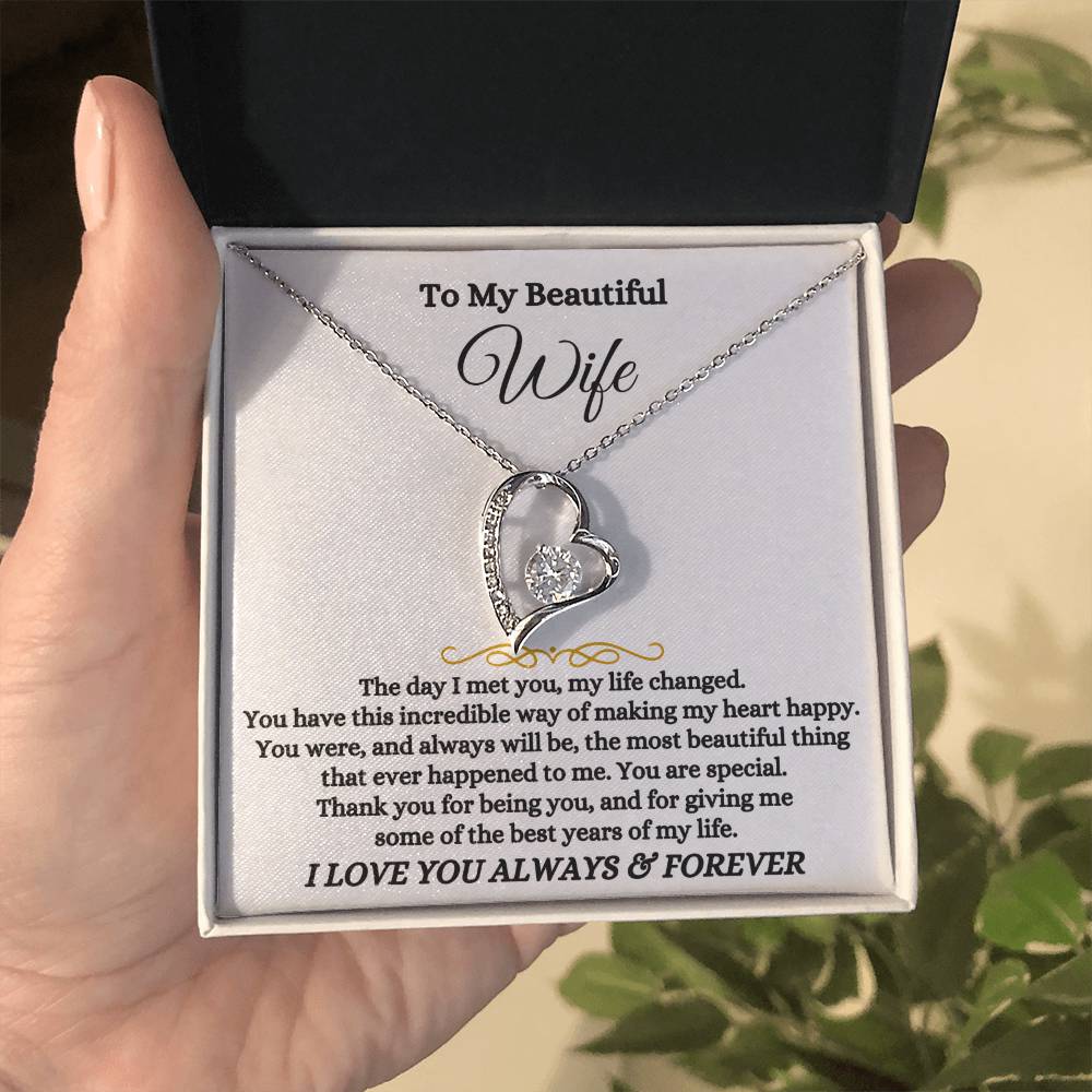 Meaningful Wife Jewelry from Husband - Romantic Gift for Birthday, Christmas, Anniversary & Valentine’s Day - Forever Love Necklace