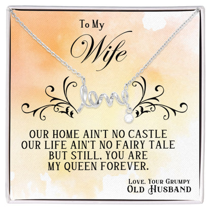 To My Beautiful Wife Necklace - Romantic Gift For Wives - Perfect For Anniversaries, Birthdays Or Special Occasions - Gifts For Her - Scripted Love Necklace