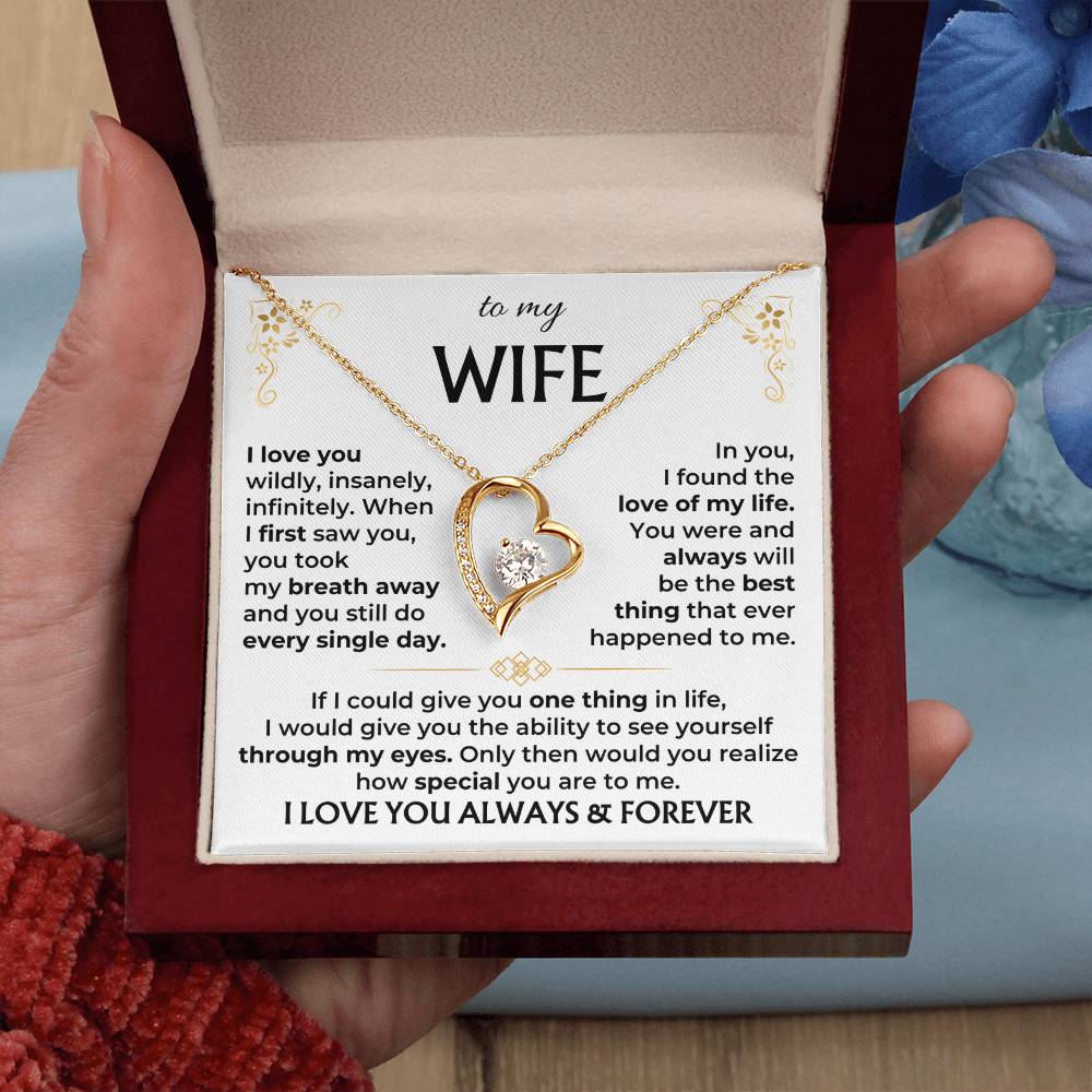 To My Wife Necklace - Perfect Romantic Surprise from Husband for Anniversary, Birthday & Valentine’s Day - Forever Love Necklace