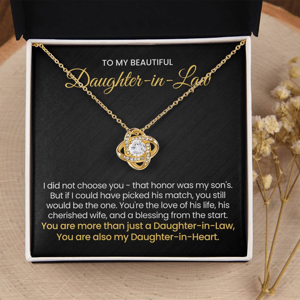 To My Daughter In Law - You are also my Daughter in heart - Love Knot Necklace