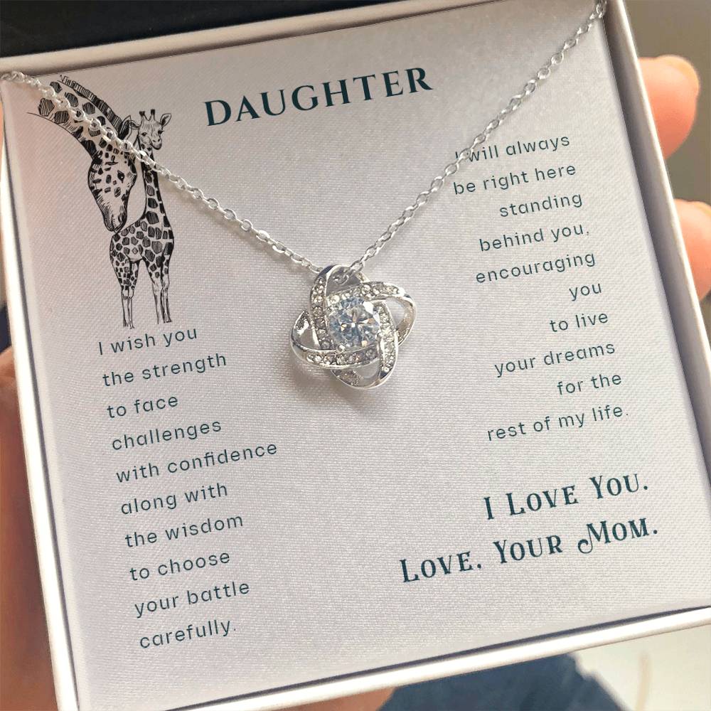 To My Daughter Necklace – Daughter’s Jewelry Gift by Mom – Love Knot Necklace