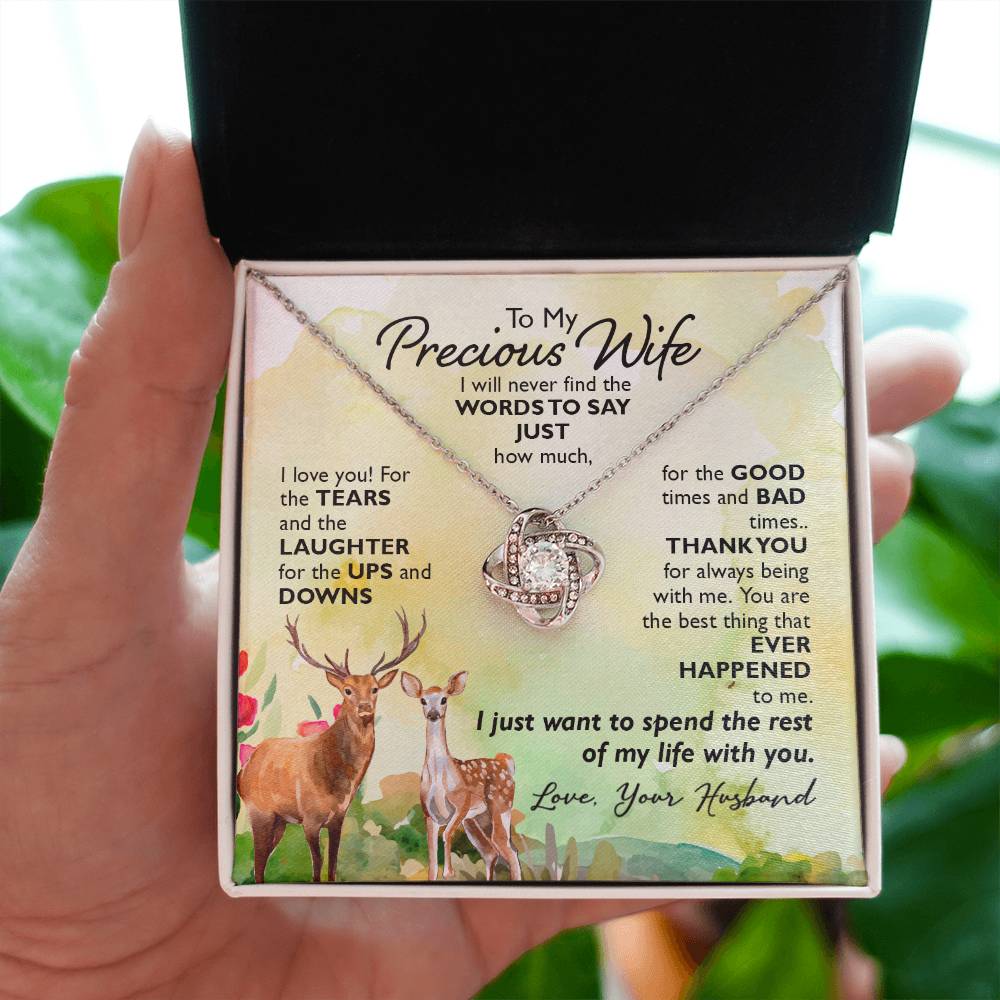 Unique Gift for Wife - Loving Jewelry from Husband for Birthday, Valentine’s Day & Holidays - Love Knot Necklace