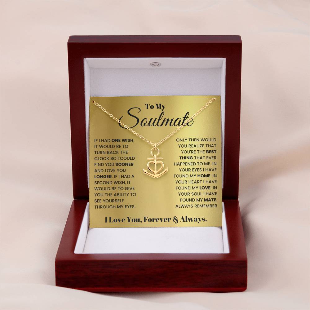 To My Soulmate Necklace - Soulmate Jewelry Gift for Valentine’s Day, Birthday & Romantic Celebrations - Anchor Pendant Necklace