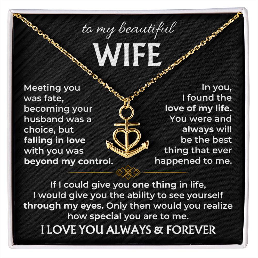 To My Wife Necklace - Meaningful Gift from Husband for Valentine’s Day - Anchor Pendant Necklace