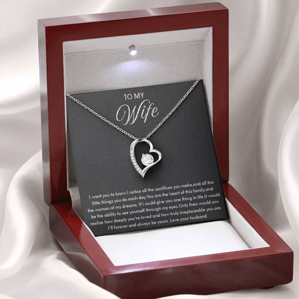 To My Wife Necklace - Beautiful Wife Jewelry Gift for Birthday, Valentine’s Day & Special Romantic Moments - Forever Love Necklace