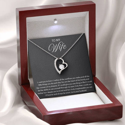 To My Wife Necklace - Beautiful Wife Jewelry Gift for Birthday, Valentine’s Day & Special Romantic Moments - Forever Love Necklace