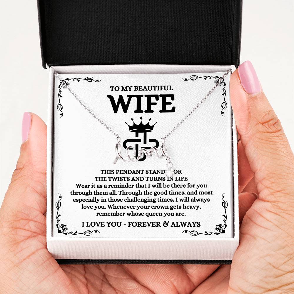 To My Wife Necklace - Romantic Birthday Gift from Husband - Scripted Love Necklace