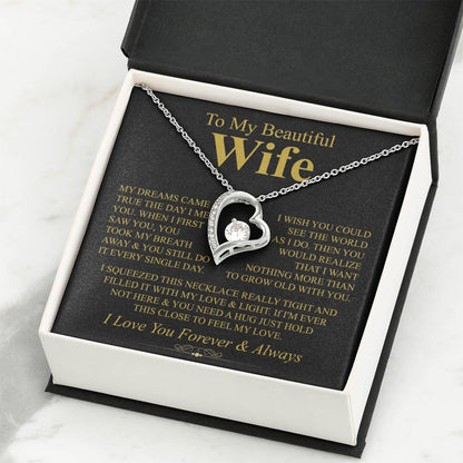 To My Beautiful Wife Necklace - Romantic Keepsake Jewelry Gift from Husband for Special Days & Valentine’s Love - Forever Love Necklace
