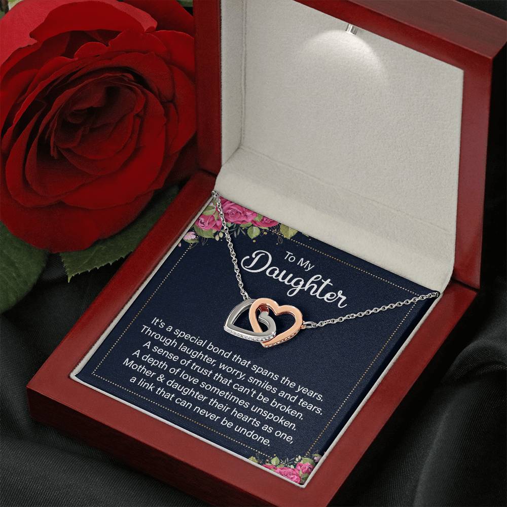 To My Daughter Necklace – Perfect Daughter Gift for Graduation & Birthday – Interlocking Hearts Necklace