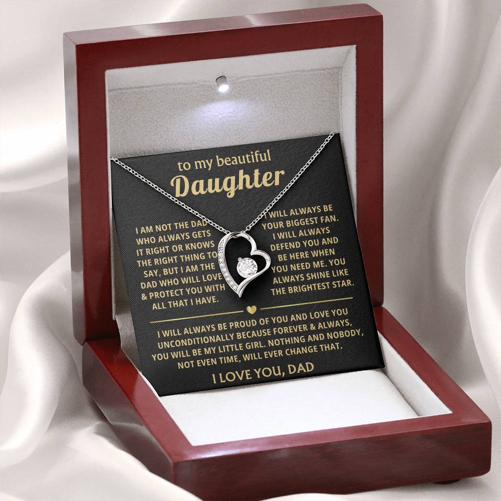 To My Daughter Necklace - Everyday Love Jewelry Gift from Dad for Daughter’s Birthday & Just Because - Forever Love Necklace