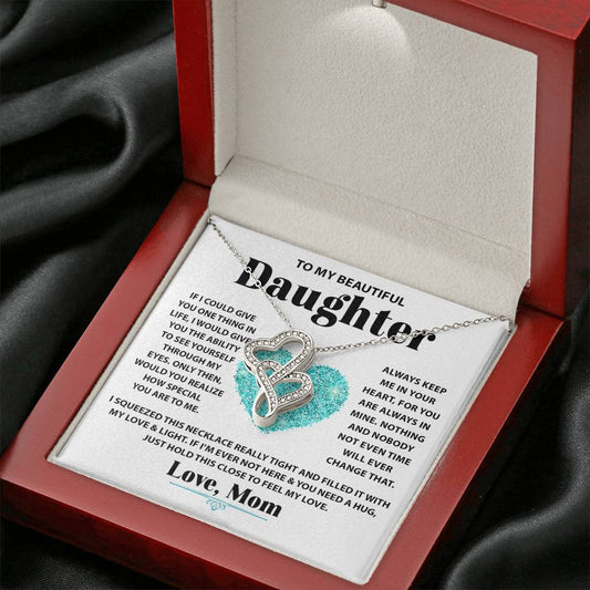 To My Daughter Necklace – Mother Daughter Jewelry Gift – Heart-to-heart Pendant Necklace