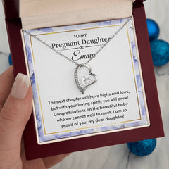 Elegant Necklace For Expecting Mom, Heart Shaped Jewelry, Pregnancy Gift, To My Pregnant Daughter