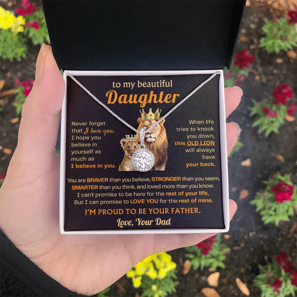 To My Beautiful Daughter Necklace - Gift for Daughter from Dad for Christmas, Graduation, Birthday & Valentine's Day - Eternal Hope Necklace