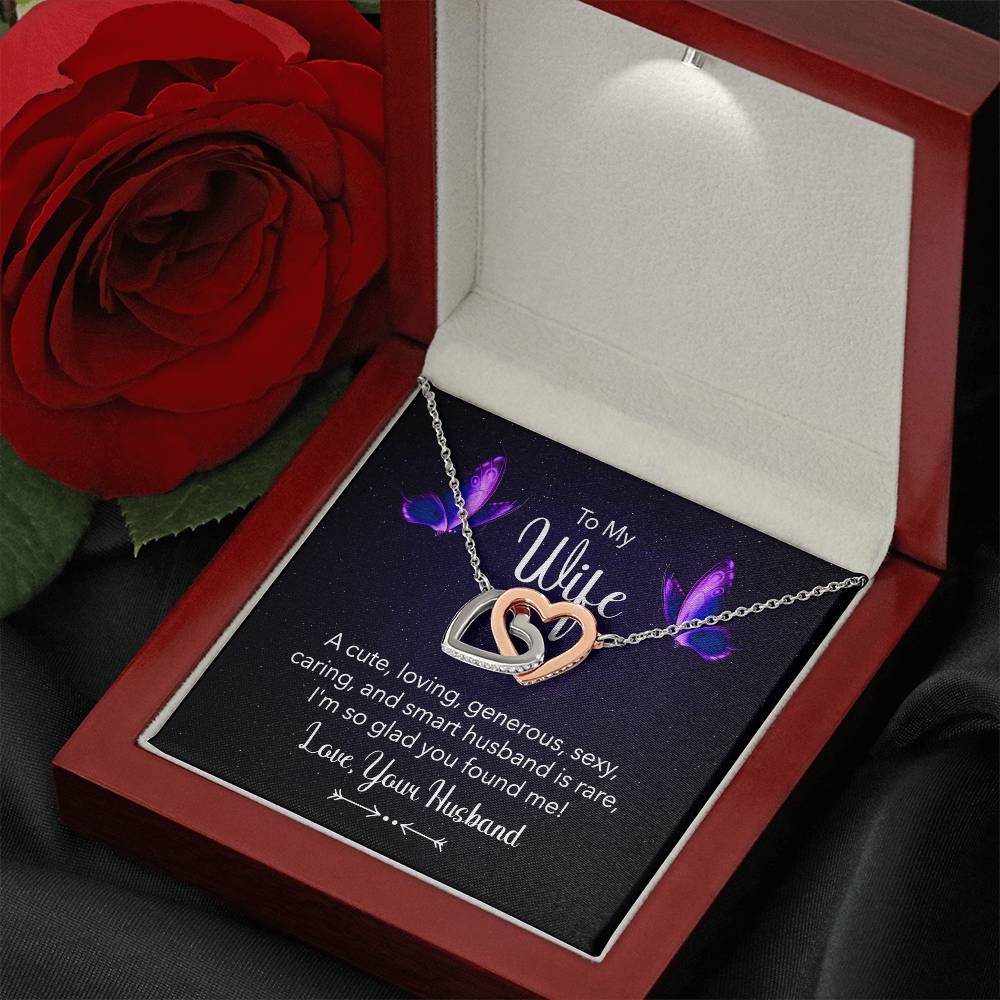 To My Wife Necklace - Romantic Anniversary & Valentine’s Day Jewelry Gift from Husband to Wife - Interlocking Hearts Necklace