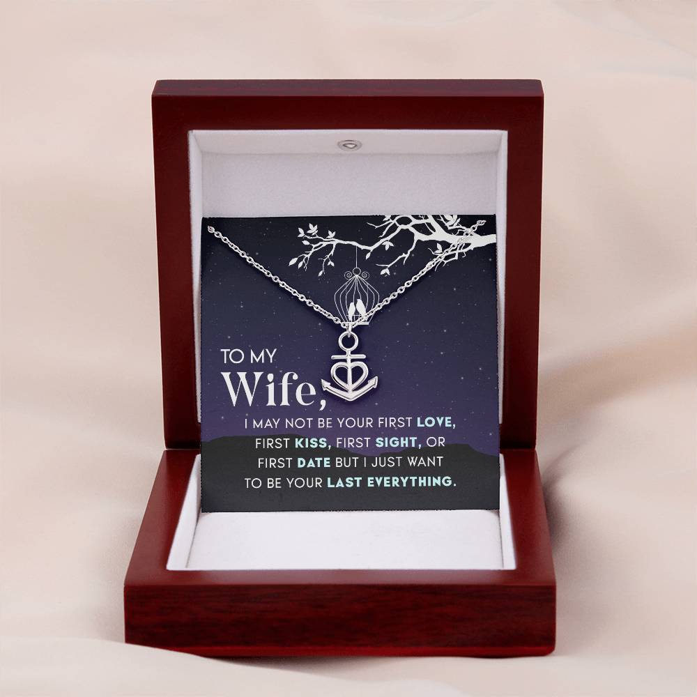 To My Wife Necklace - Emotional Husband to Wife Love Jewelry for Birthday, Valentine’s Day & Annual Celebrations - Anchor Pendant Necklace