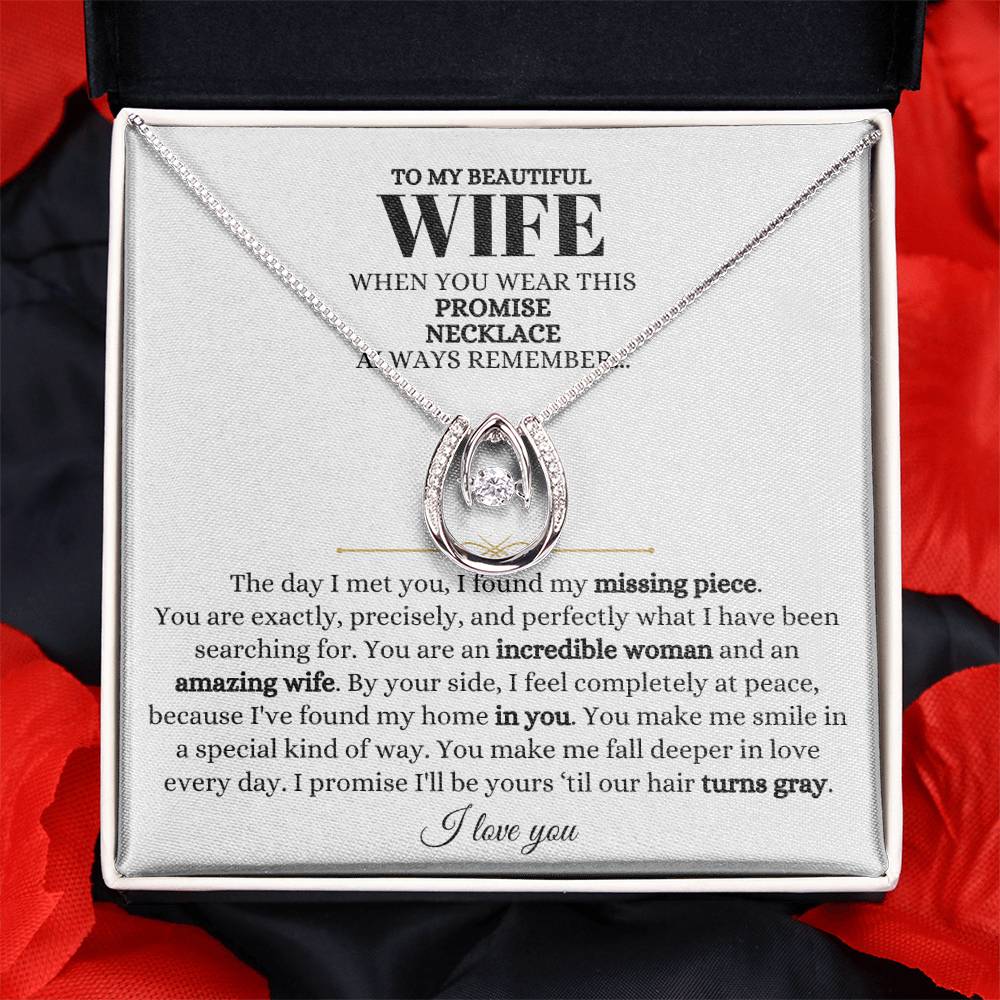 To My Beautiful Wife Necklace - Unforgettable Husband Gift, Emotional Jewelry for Anniversary & Valentine’s Day - Lucky In Love Necklace