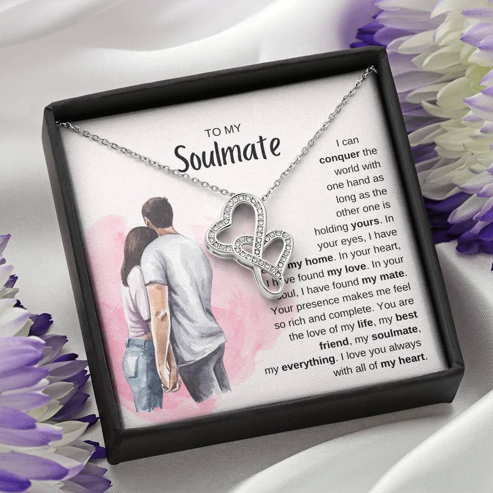 To My Soulmate Necklace - Long Distance Soulmate Gift for Valentine’s Day & Special Days - Heart-to-heart Pendant Necklace