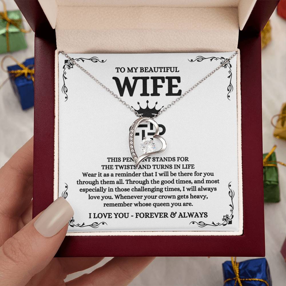 To My Beautiful Wife Necklace - Emotional Jewelry for Wife from Husband to Celebrate Love on Valentine’s Day & Beyond - Forever Love Necklace