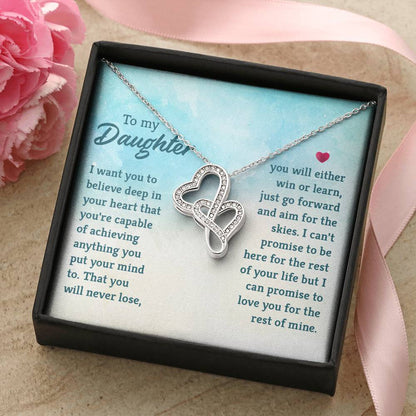 To My Daughter Necklace – Daughter Gift for Valentine’s and Graduation – Heart-to-heart Pendant Necklace