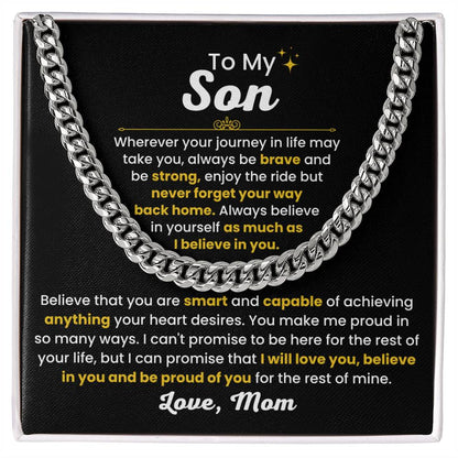 Cuban Link Chain Necklace, Gift for Son from Mom, Stylish Jewelry for Birthday, Graduation & Special Occasions