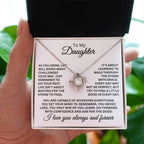 To My Daughter Necklace – Daughter Necklace for Graduation & Birthday Events – Love Knot Necklace