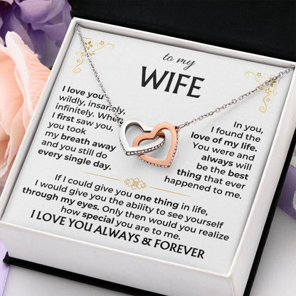To My Wife Necklace - Heartfelt Gift for Birthday & Valentine’s Day - Interlocking Hearts Necklace