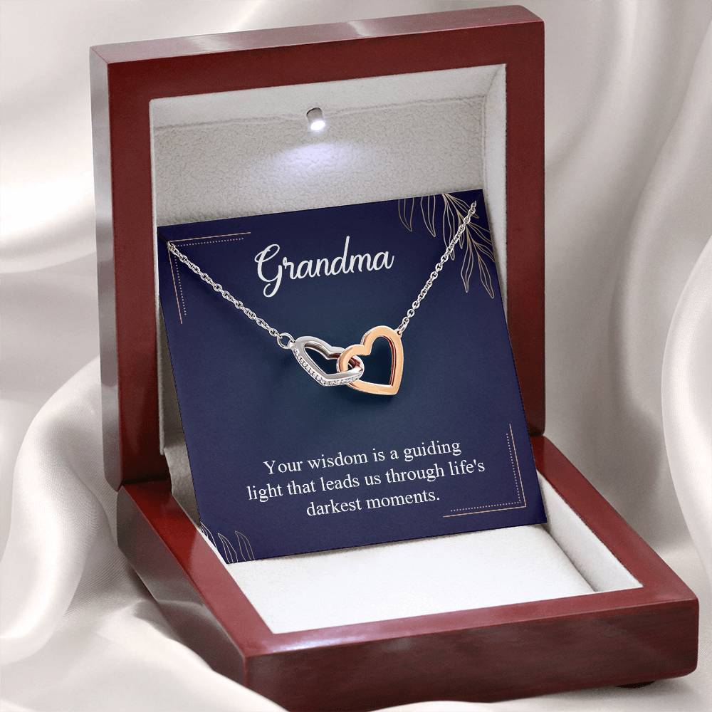 Gift for Grandma - Life's Darkest Moments - Interlocking Hearts Necklace