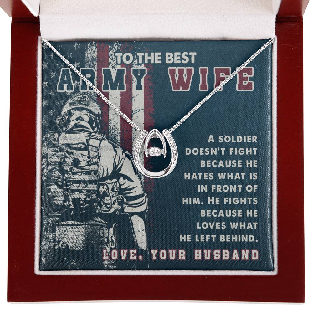 Gift for Army Wife - Heartfelt Jewelry from Husband for Birthday, Anniversary, Valentine’s Day, Christmas - Lucky In Love Necklace