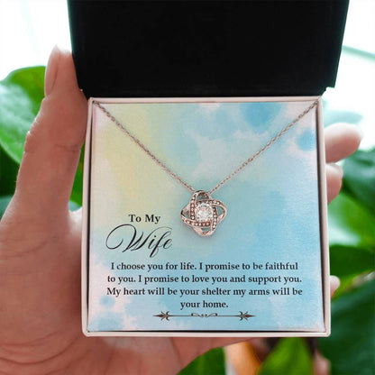 To My Wife Gift from Husband - Romantic Jewelry for Birthday & Anniversary Celebrations - Love Knot Necklace