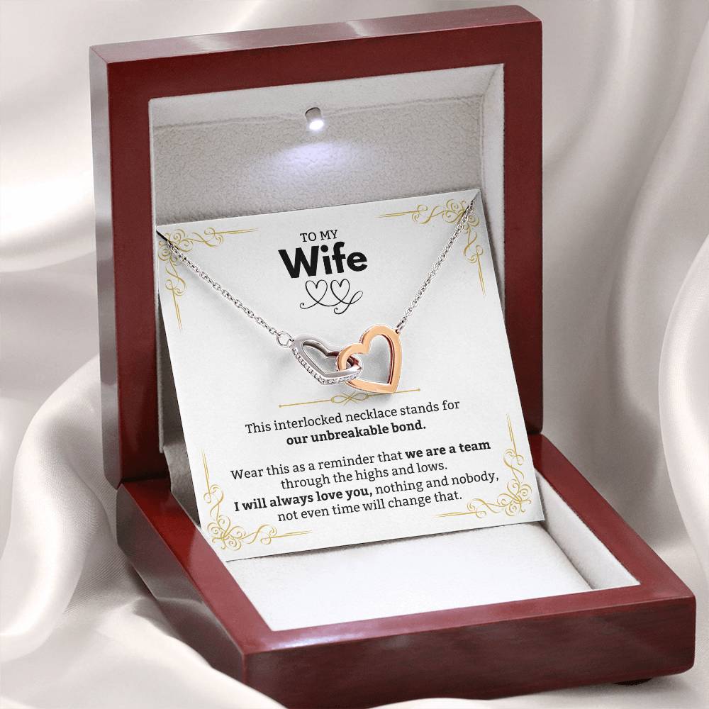To My Wife Necklace - Anniversary Gift for Her - Birthday Christmas Gifts for Wife - Gifts for Soulmate - Gifts for Her - Interlocking Hearts Necklace