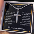 To Our Grandson - We love you so much - Gift for Grandson from Grandpa - Artisan Cross Necklace