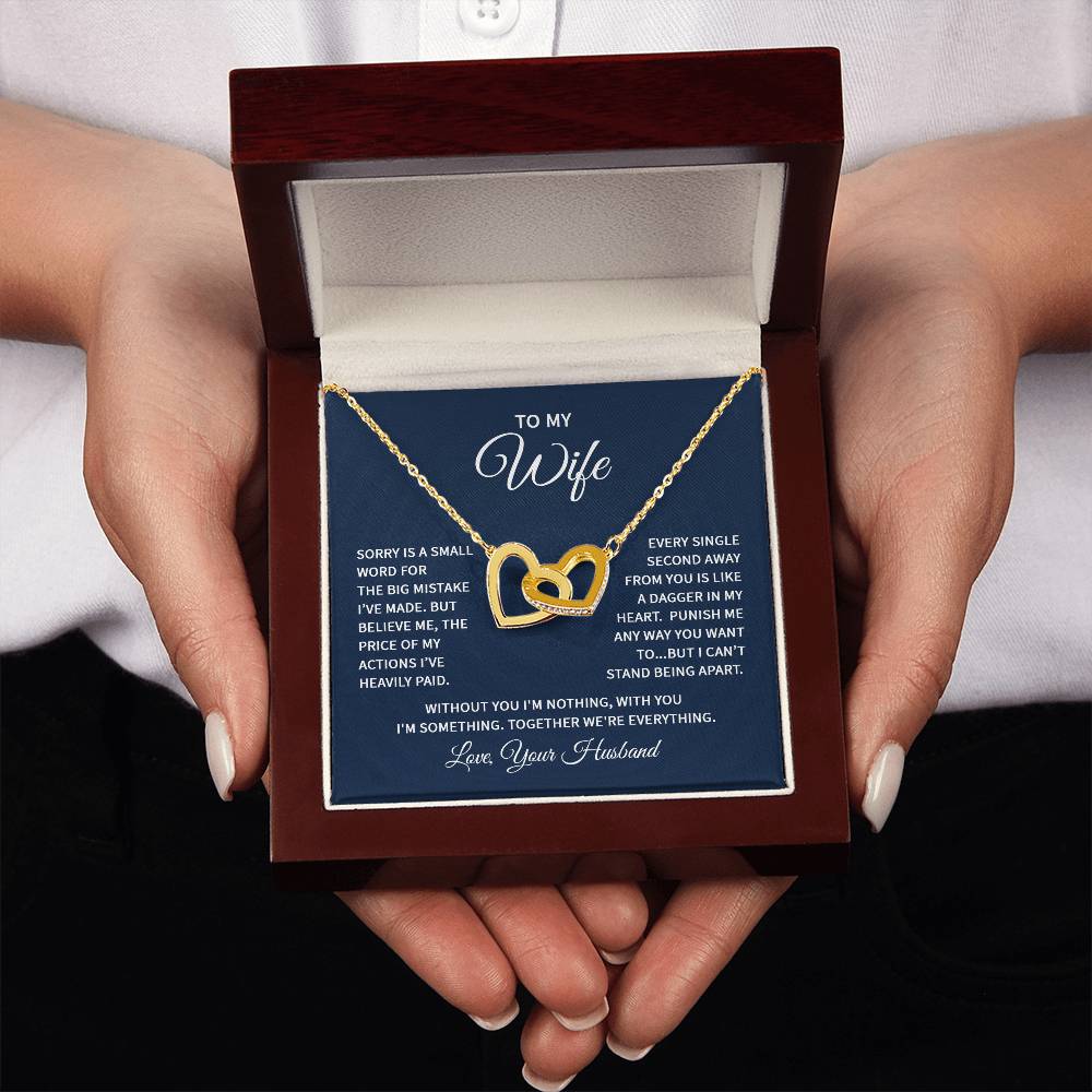 Cute Gift for Wife from Husband - Romantic Jewelry for Special Occasions - Interlocking Hearts Necklace