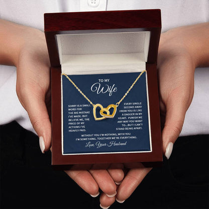 Cute Gift for Wife from Husband - Romantic Jewelry for Special Occasions - Interlocking Hearts Necklace