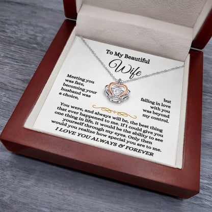 To My Wife Necklace - Meaningful Gift from Husband for Valentine’s Day - Crown Pendant Necklace