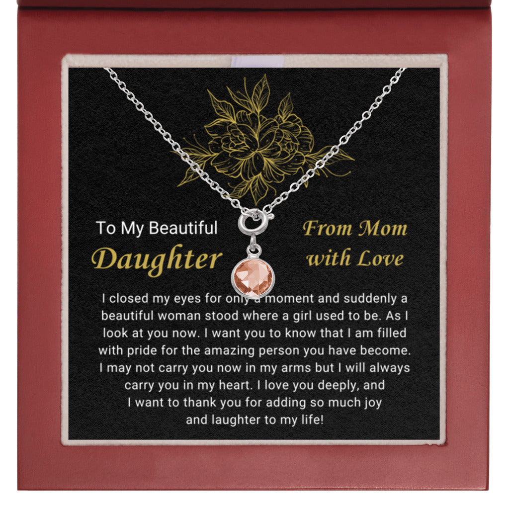 October Daughter Necklace from Mom - Mahogany LED box