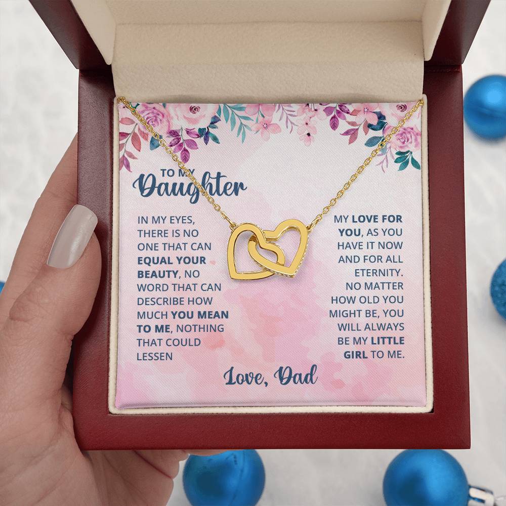 To My Daughter Necklace - Emotional Jewelry from Dad to Celebrate Love Every Day & Always - Interlocking Hearts Necklace