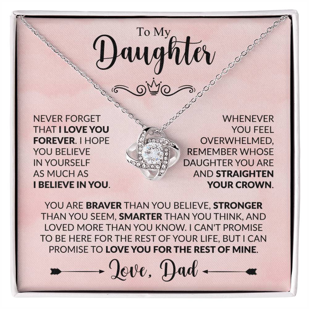 To My Daughter Necklace - Heartwarming Gift from Dad for Daughter’s Birthday & Meaningful Achievements - Love Knot Necklace