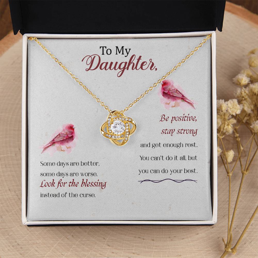 To My Daughter Necklace – Birthday Christmas Gift Necklace for Daughter – Love Knot Necklace