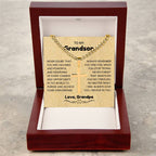 To My Grandson - Gift for Grandson from Grandpa - I will always love you - Artisan Cross with Cuban Link Chain