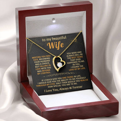 To My Beautiful Wife Necklace - Best Loving Jewelry Gift for Valentine’s Day, Anniversaries & Romantic Surprises - Forever Love Necklace