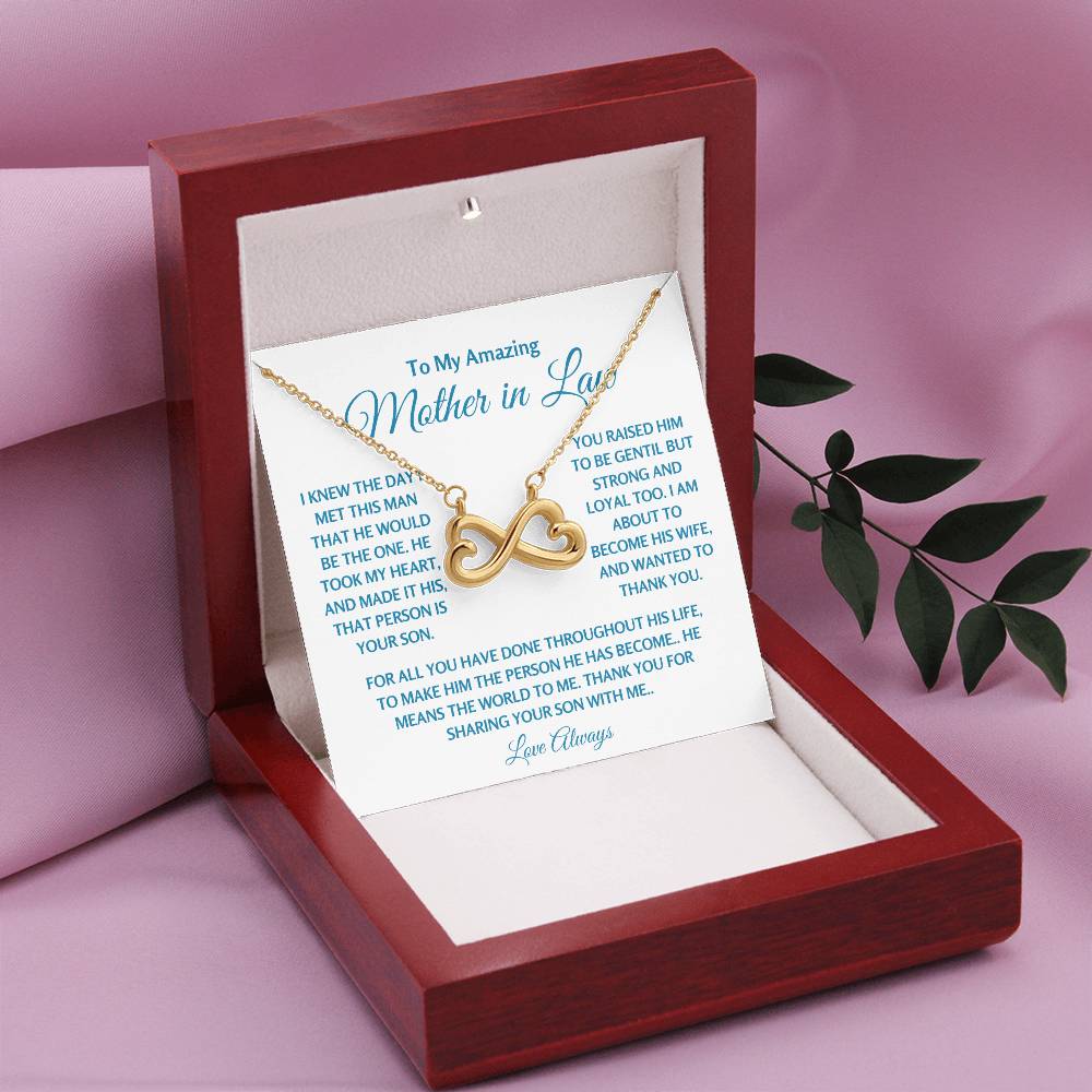 To My Amazing Mother In Law - Gift for MIL - Thank you for sharing your son with me - Endless Love Necklace