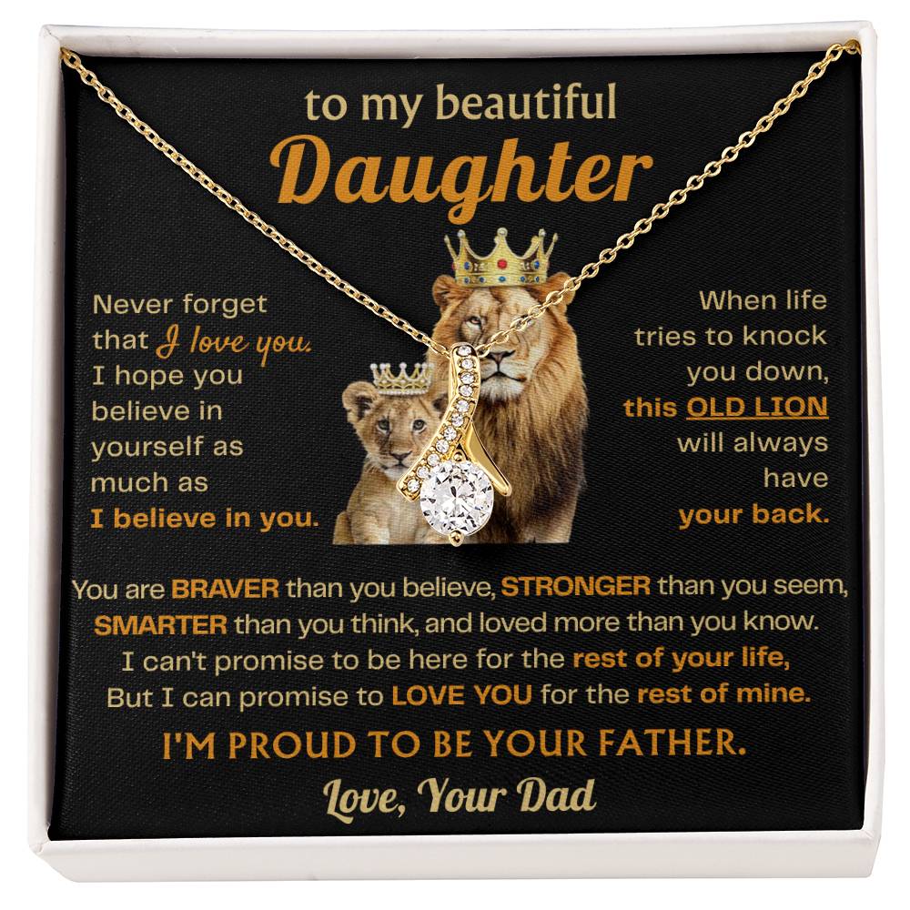 To My Daughter Necklace - Best Surprise Gift for Daughter from Dad for Graduation, Birthday & Christmas - Alluring Beauty Necklace