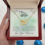 To My Wife Necklace - Romantic Husband to Wife Jewelry for Birthday, Valentine’s Day & Special Celebrations - Interlocking Hearts Necklace