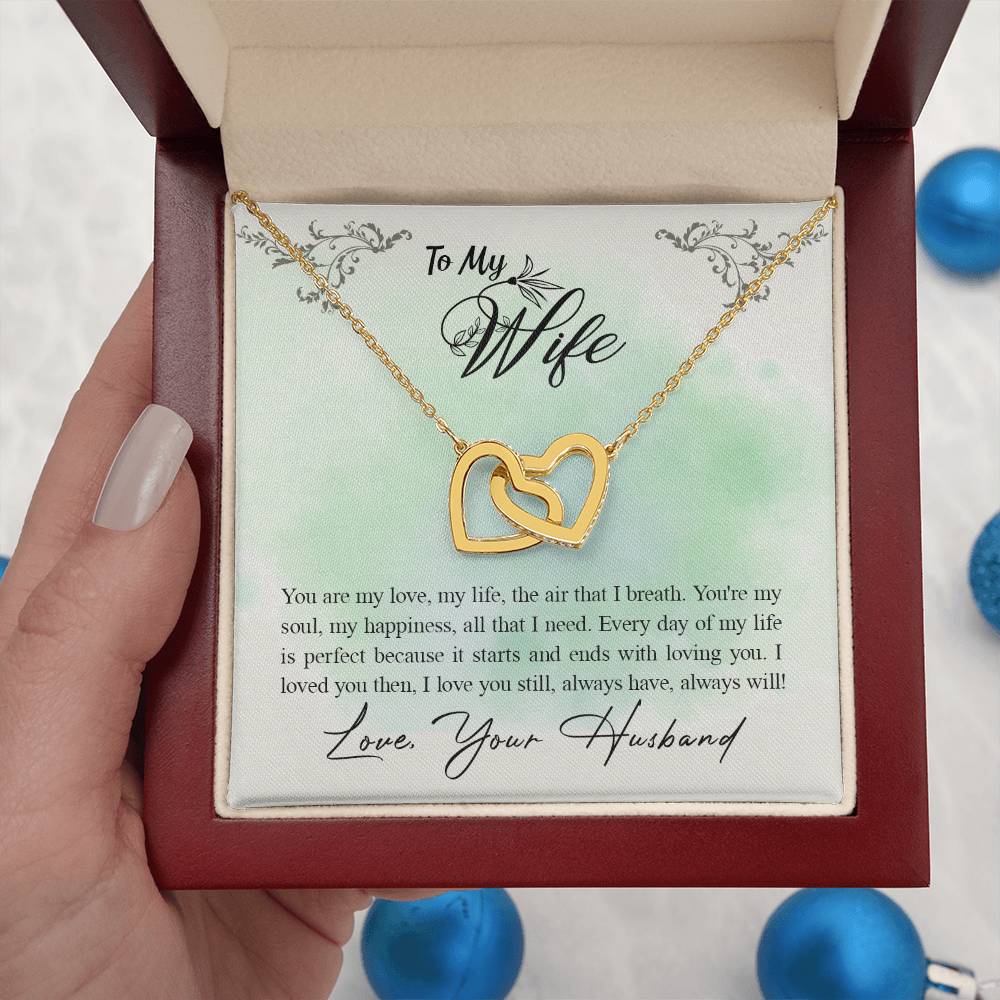 To My Wife Necklace - Romantic Husband to Wife Jewelry for Birthday, Valentine’s Day & Special Celebrations - Interlocking Hearts Necklace