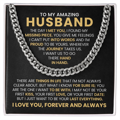 To My Husband Cuban Link Chain – Anniversary & Valentine’s Day Gift from Wife